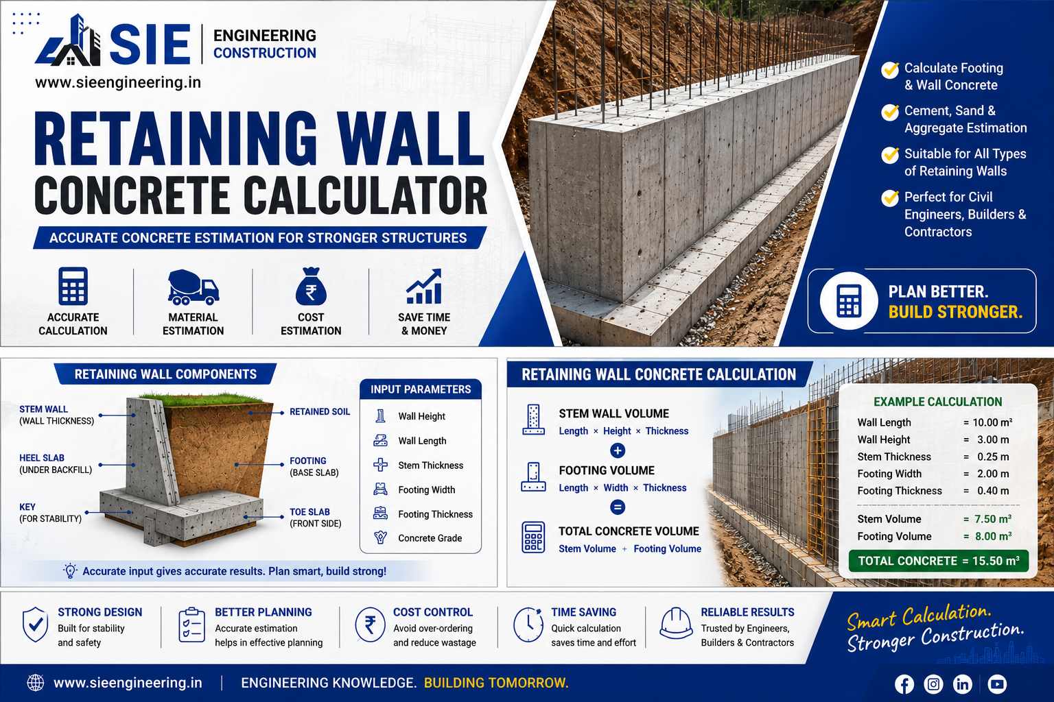 retaining wall concrete calculator